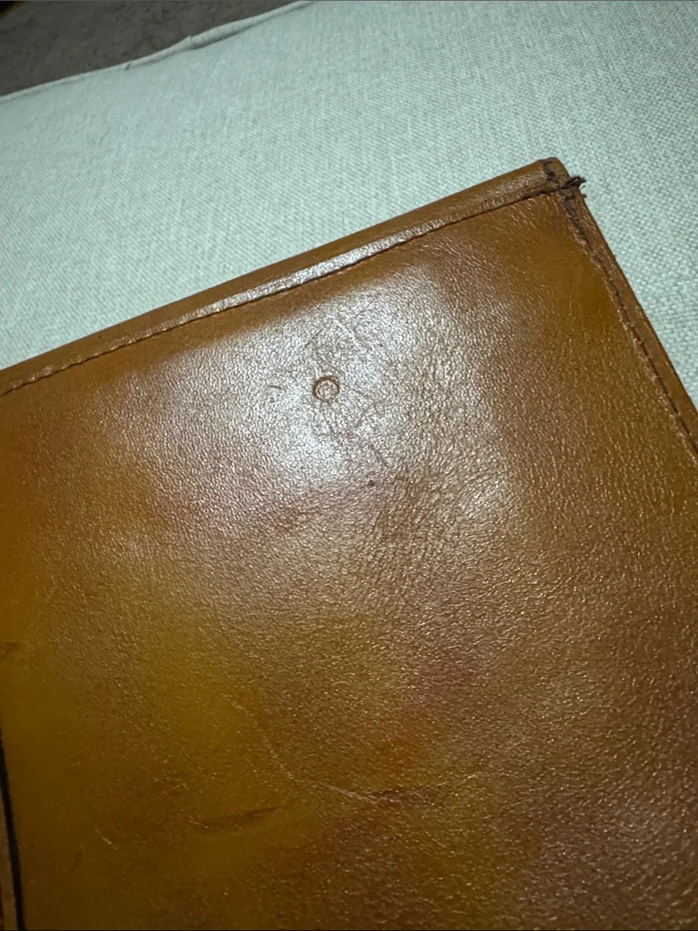 Vintage Leather Envelope Style Clutch with Hidden Wristlet Strap-Metal Corners